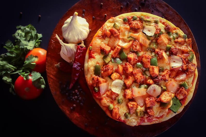 Garden Veggie punch pizza with seasonal vegetables